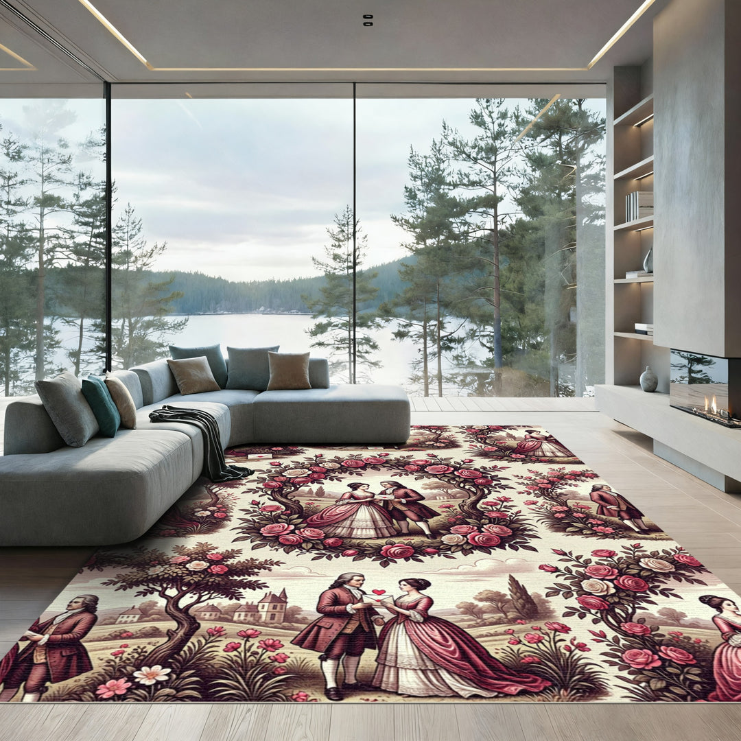 Romantic Rococo Garden Couples Rug