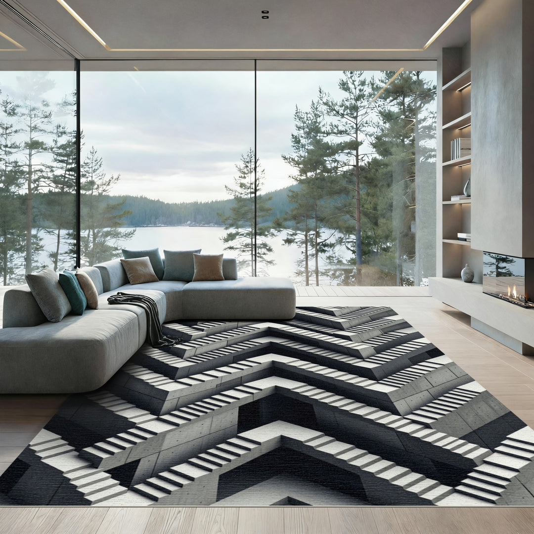 Optical Illusion Concrete Staircase Rug