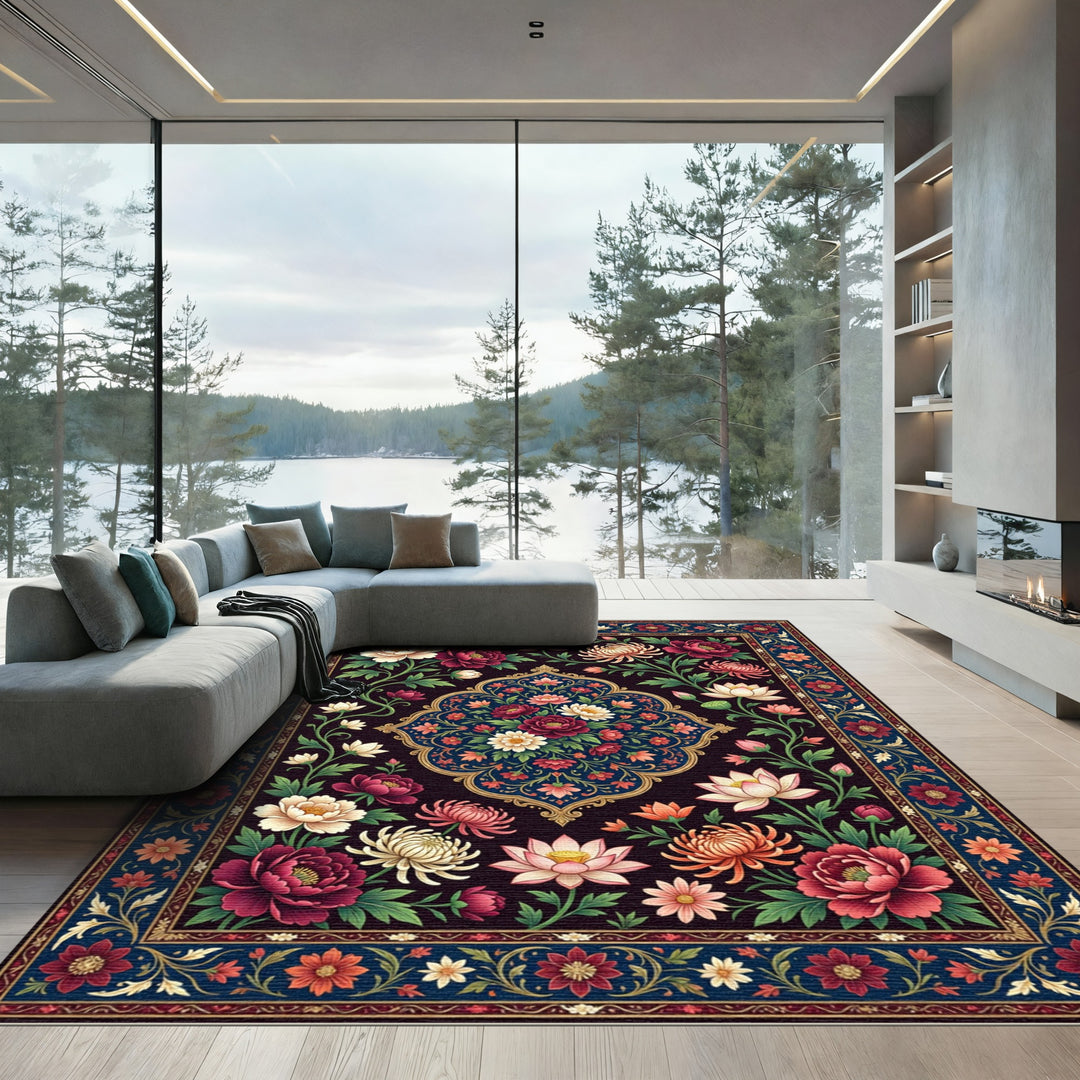 Classic Red Floral Medallion Carpet Art Rug