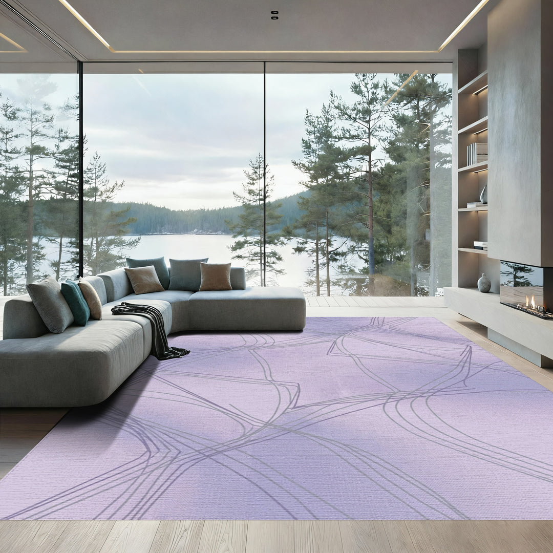 Lavender Gradient Abstract Linear Rug