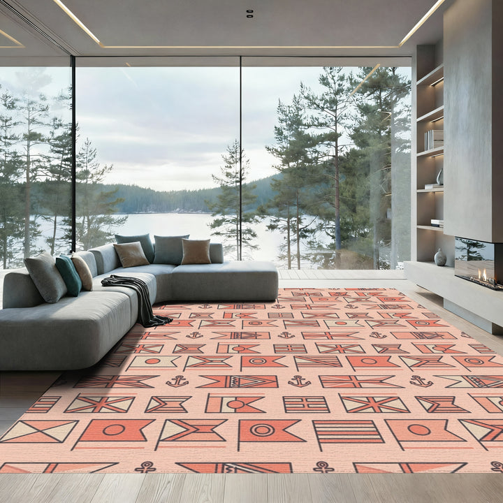 Nautical Flag Combination Peach Rug