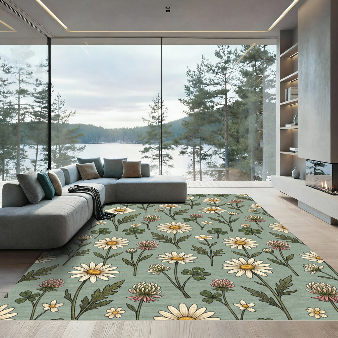 Vintage Daisy Clover Garden Rug