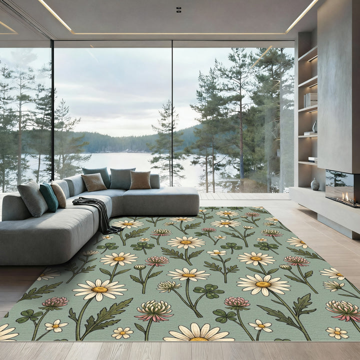 Vintage Daisy Clover Garden Rug