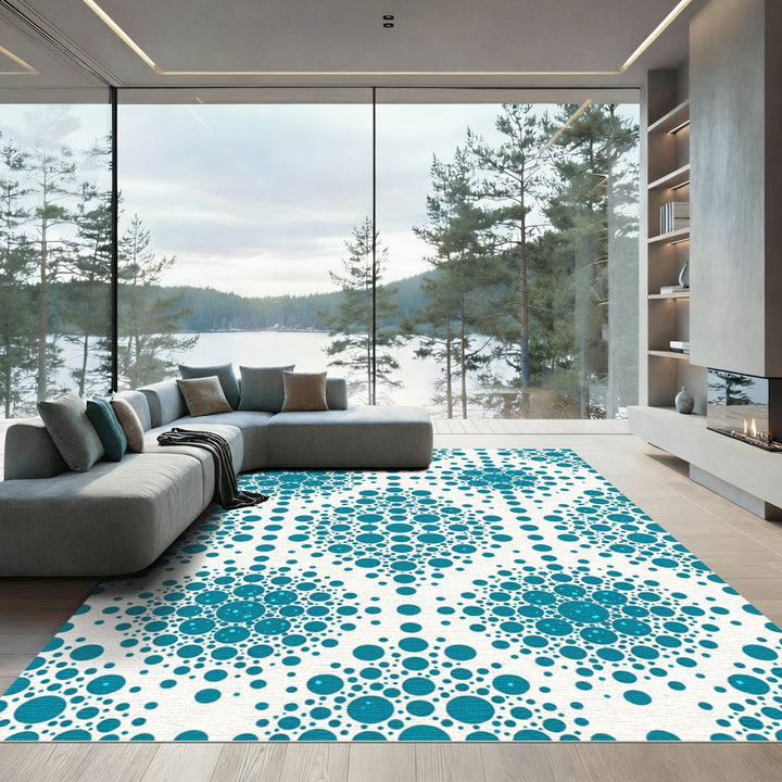 Teal Circles Radial Cluster Composition Rug