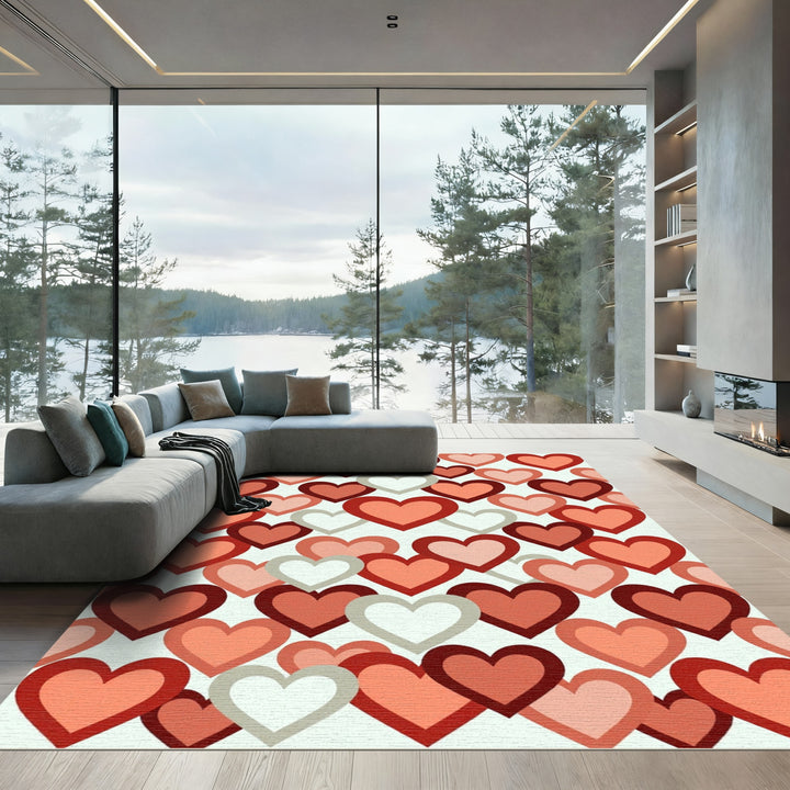 Heartfelt Red Gradient Abstract Area Rug