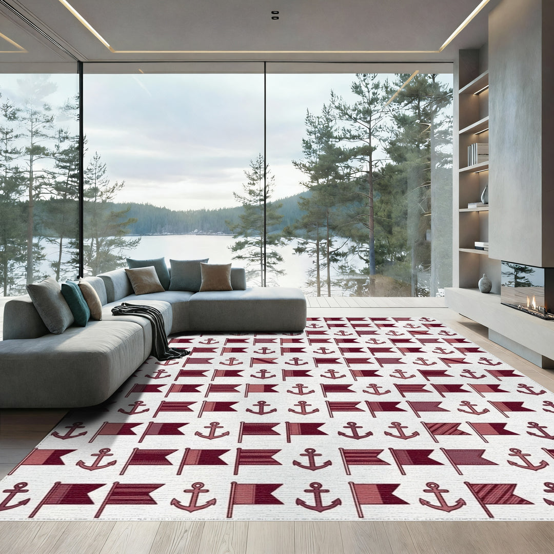 Nautical Flags and Anchors Pattern Rug