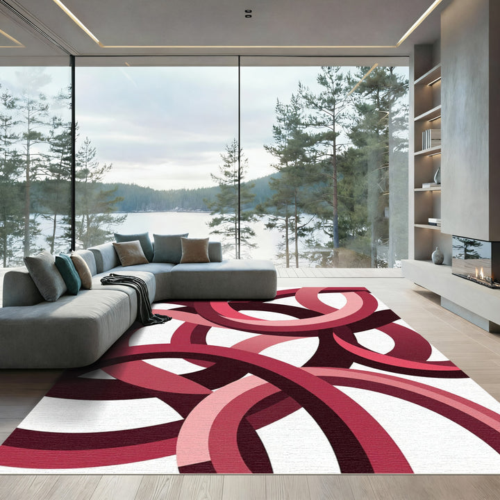 Crimson Pink Interlocking Loops Rug