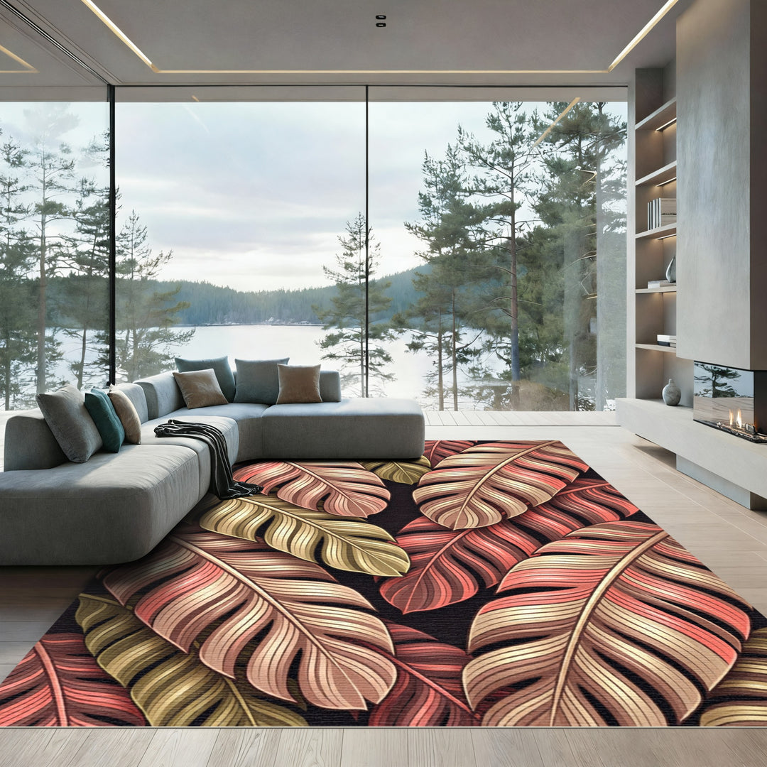 Coral Blush Feathers Overlapping Medley Rug