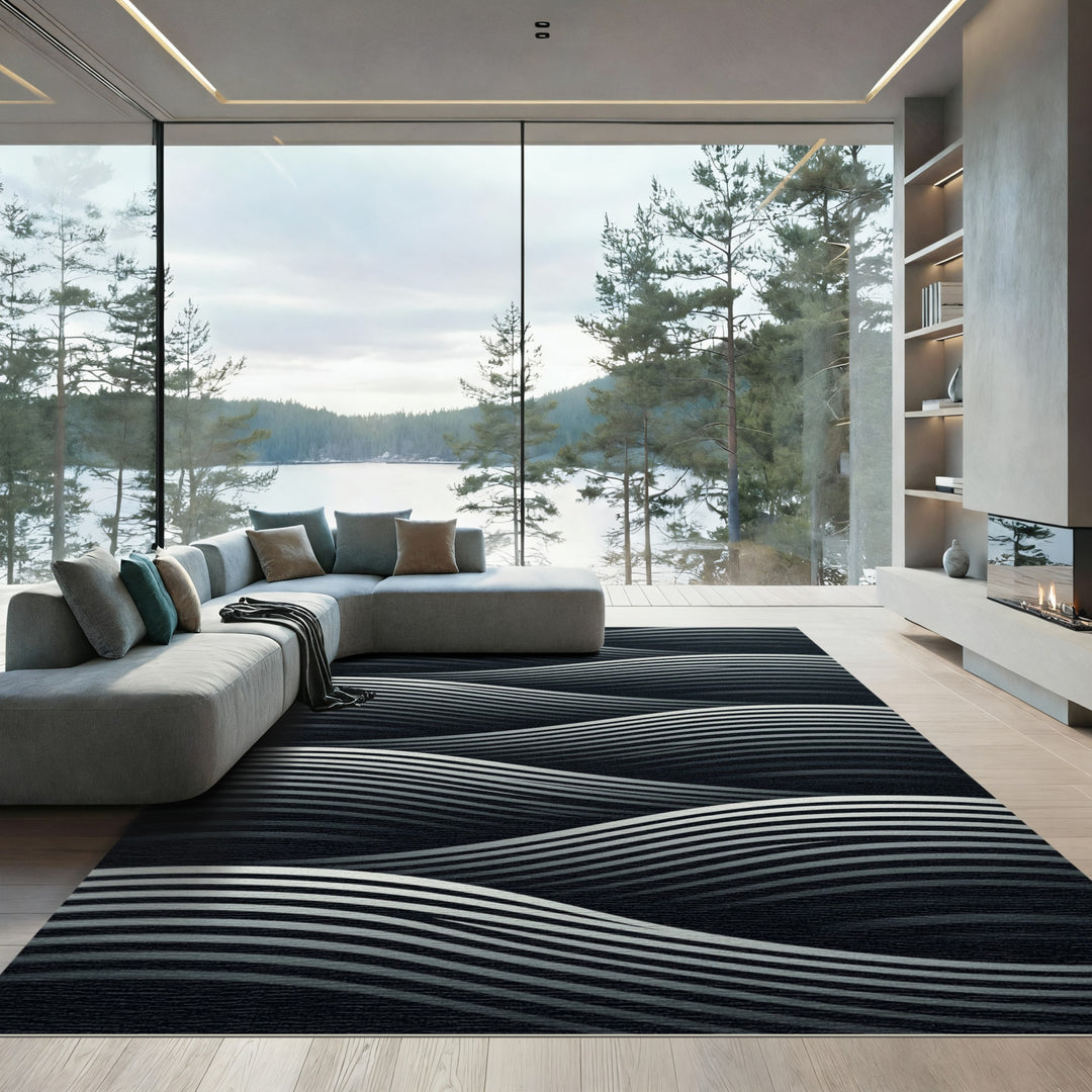 Monochromatic Wavy Stripe Rug
