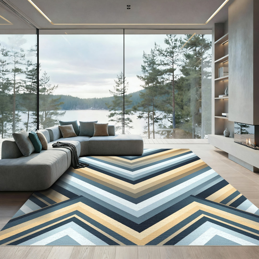 Chevron Stripes Abstract Rug