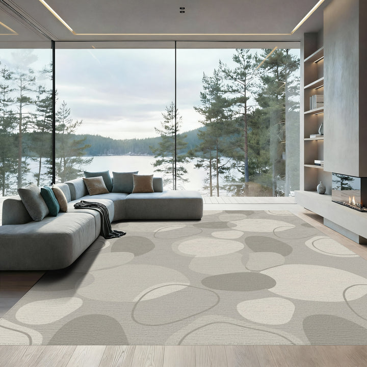 Neutral Pebble Organic Overlay Rug
