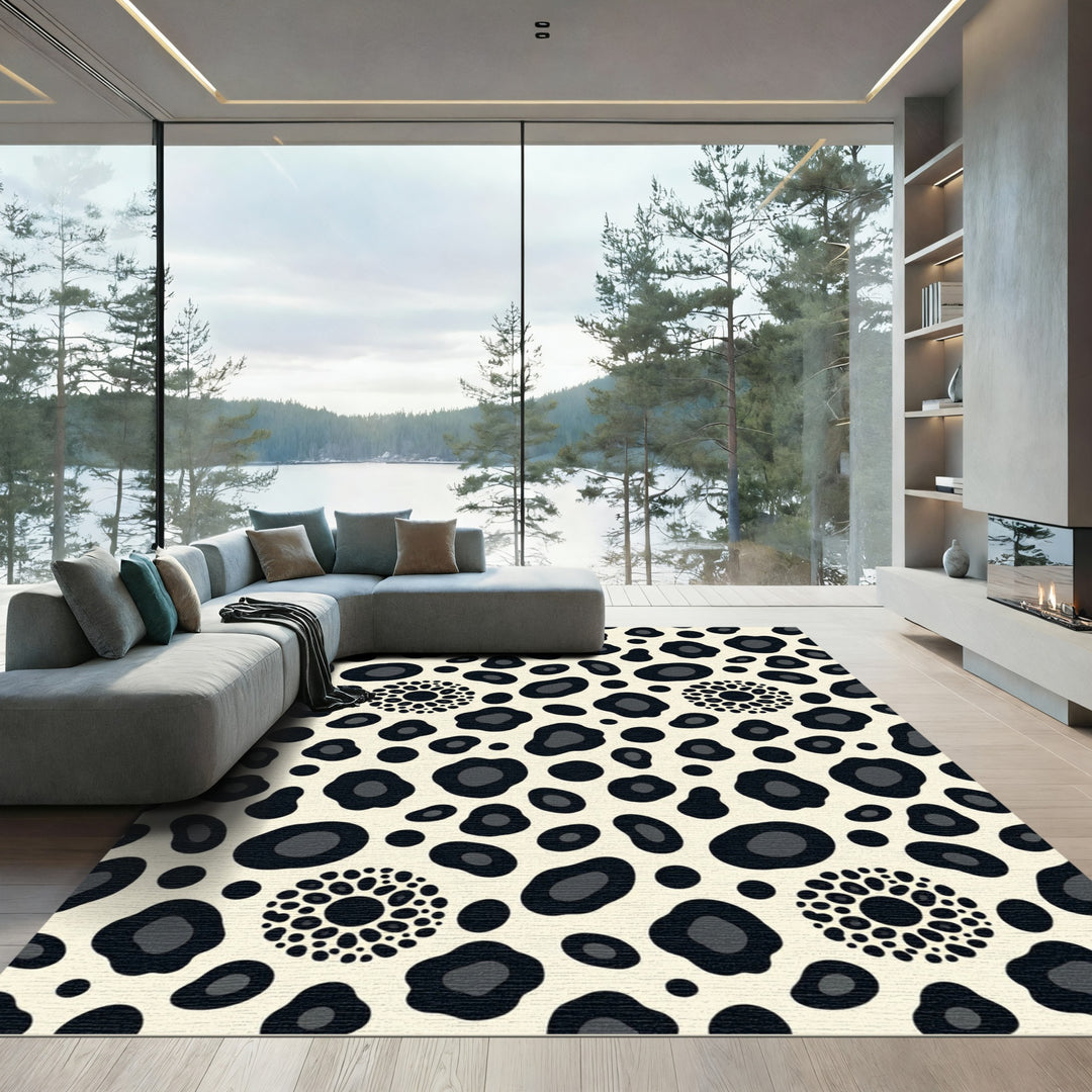 Leopard Spots Black Cream Rug