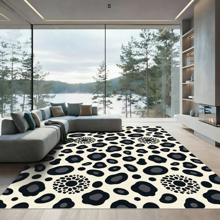 Leopard Spots Black Cream Rug