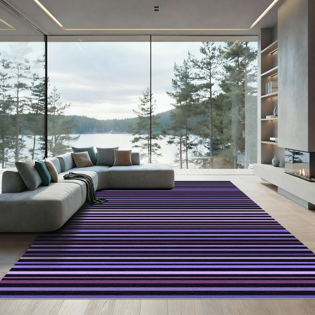 Modern Purple And Pink Stripes Rug