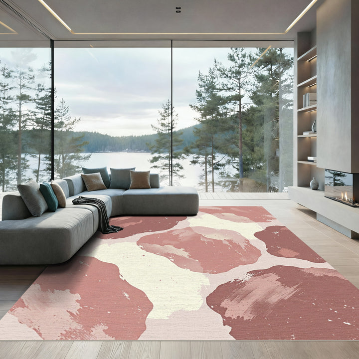 Terracotta Blush Abstract Blob Rug