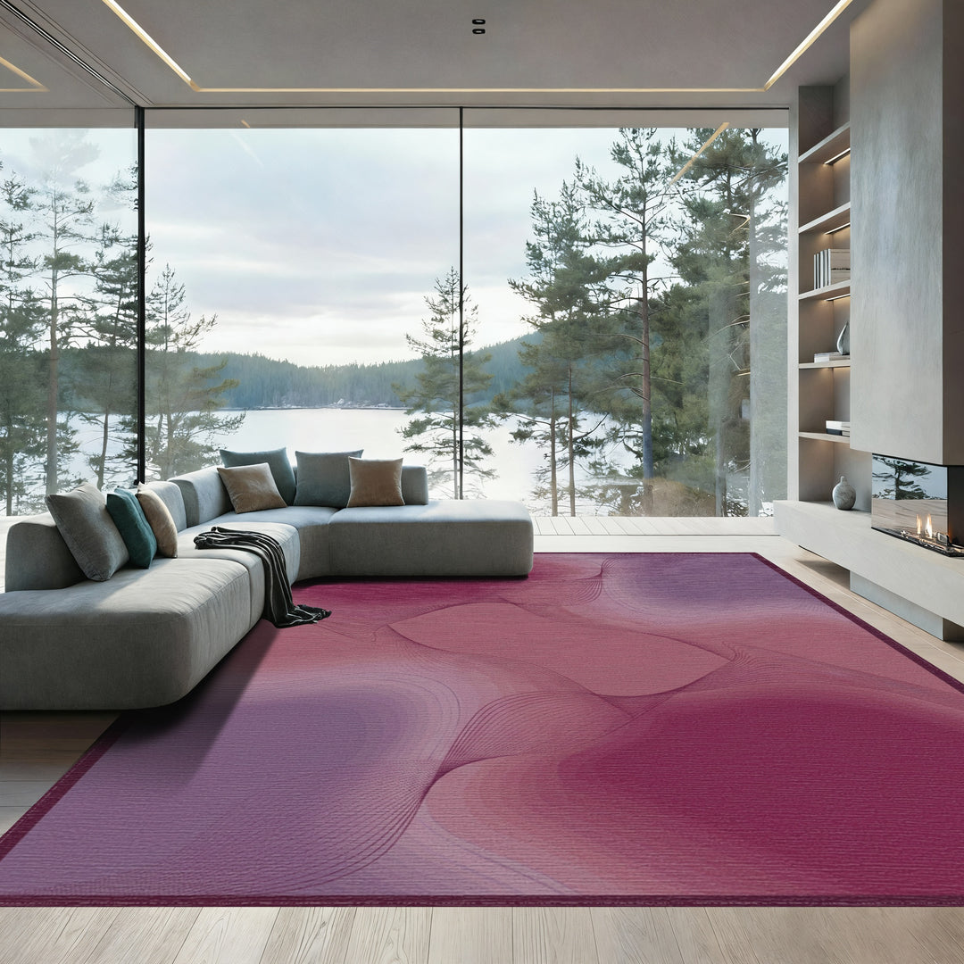 Crimson Plum Gradient Swirl Rug