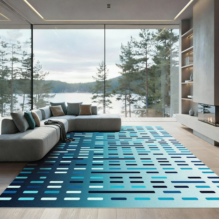 Abstract Blue Gradient Dash Rug