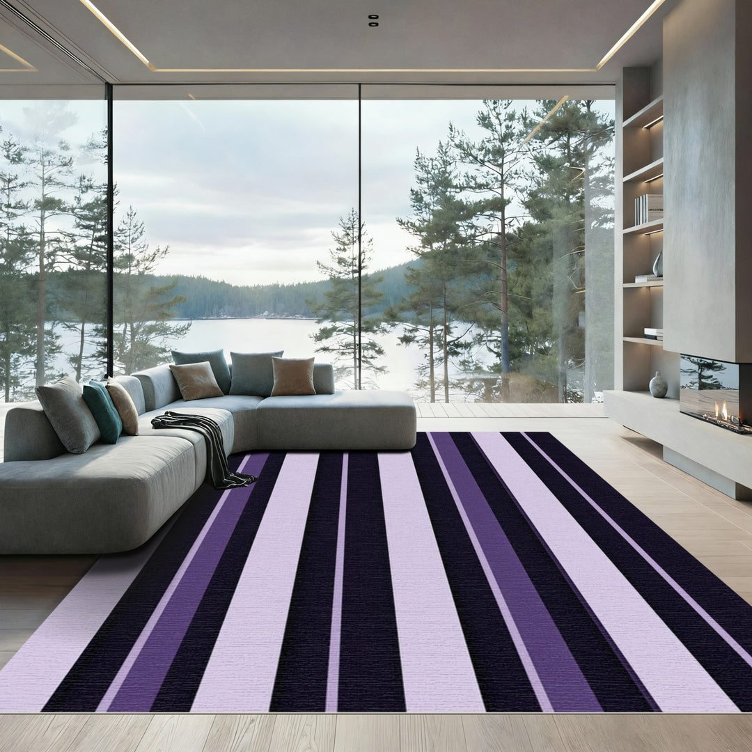Deep Violet Vertical Stripe Rug