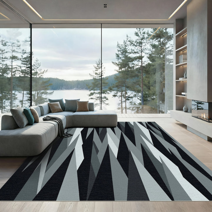 Monochromatic Sharp Geometric Jagged Shards Rug