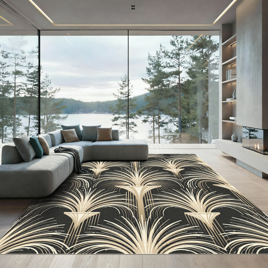 Gold Art Deco Fountain Rug