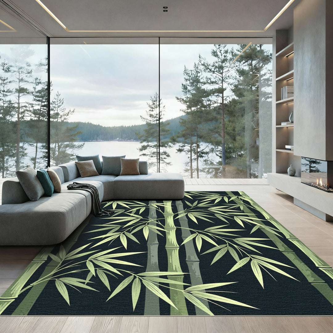 Green Bamboo Forest Foliage Rug