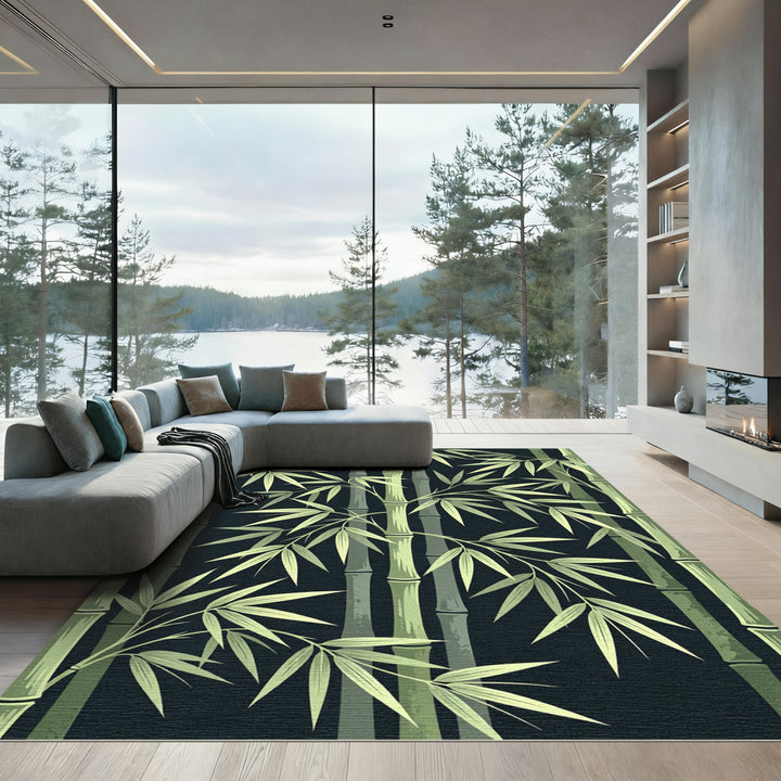 Green Bamboo Forest Foliage Rug