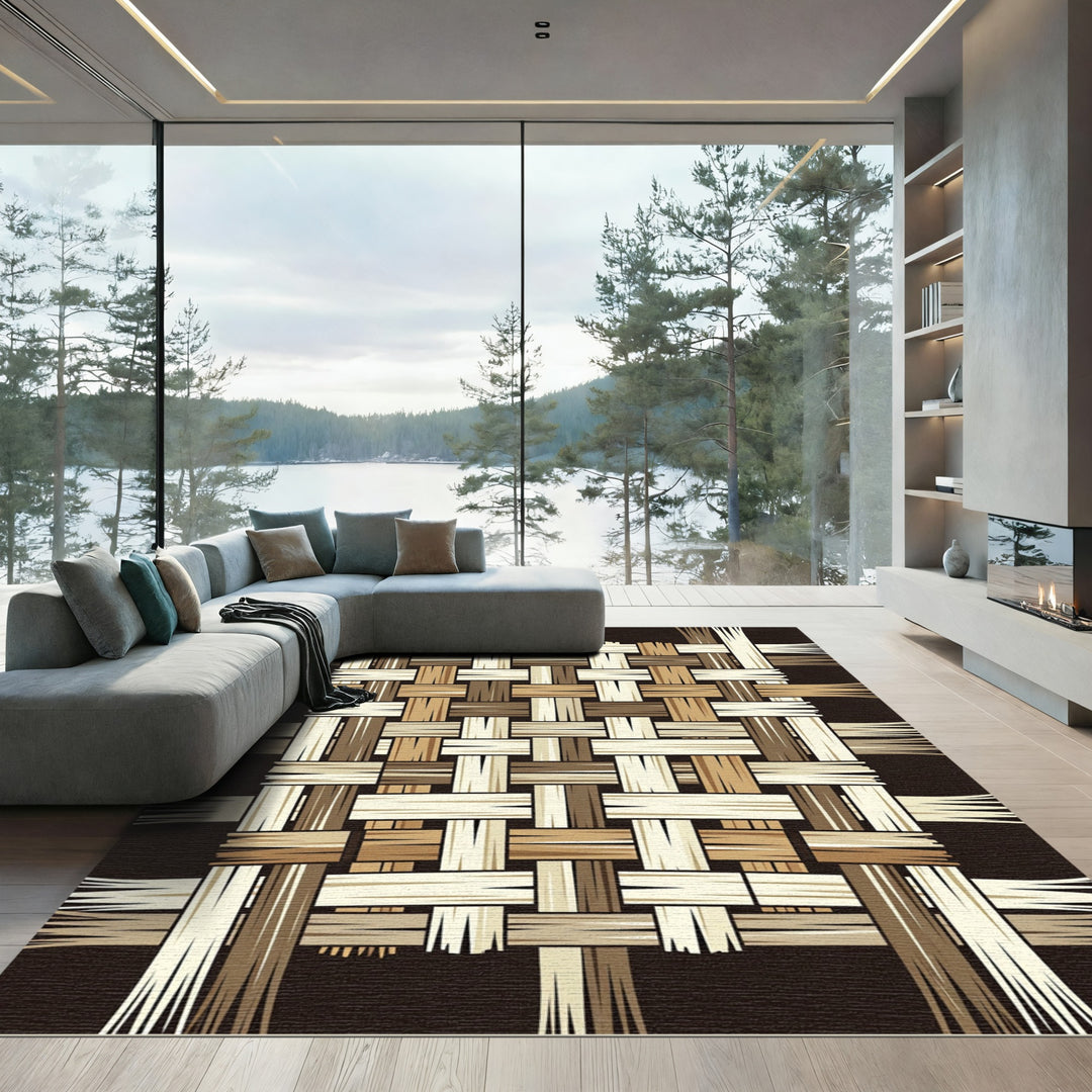 Woven Bamboo Wood Texture Rug