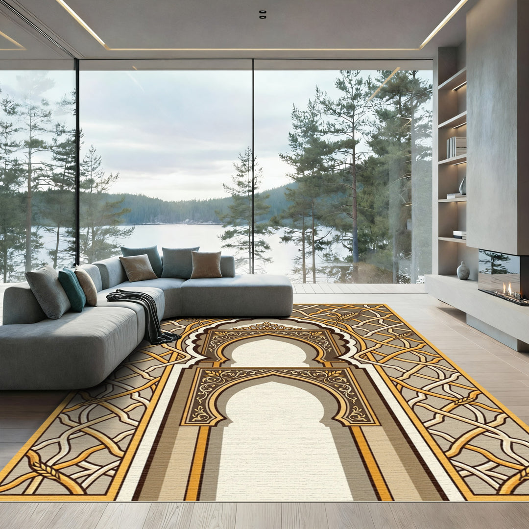 Golden Wheat Archway Arabesque Rug