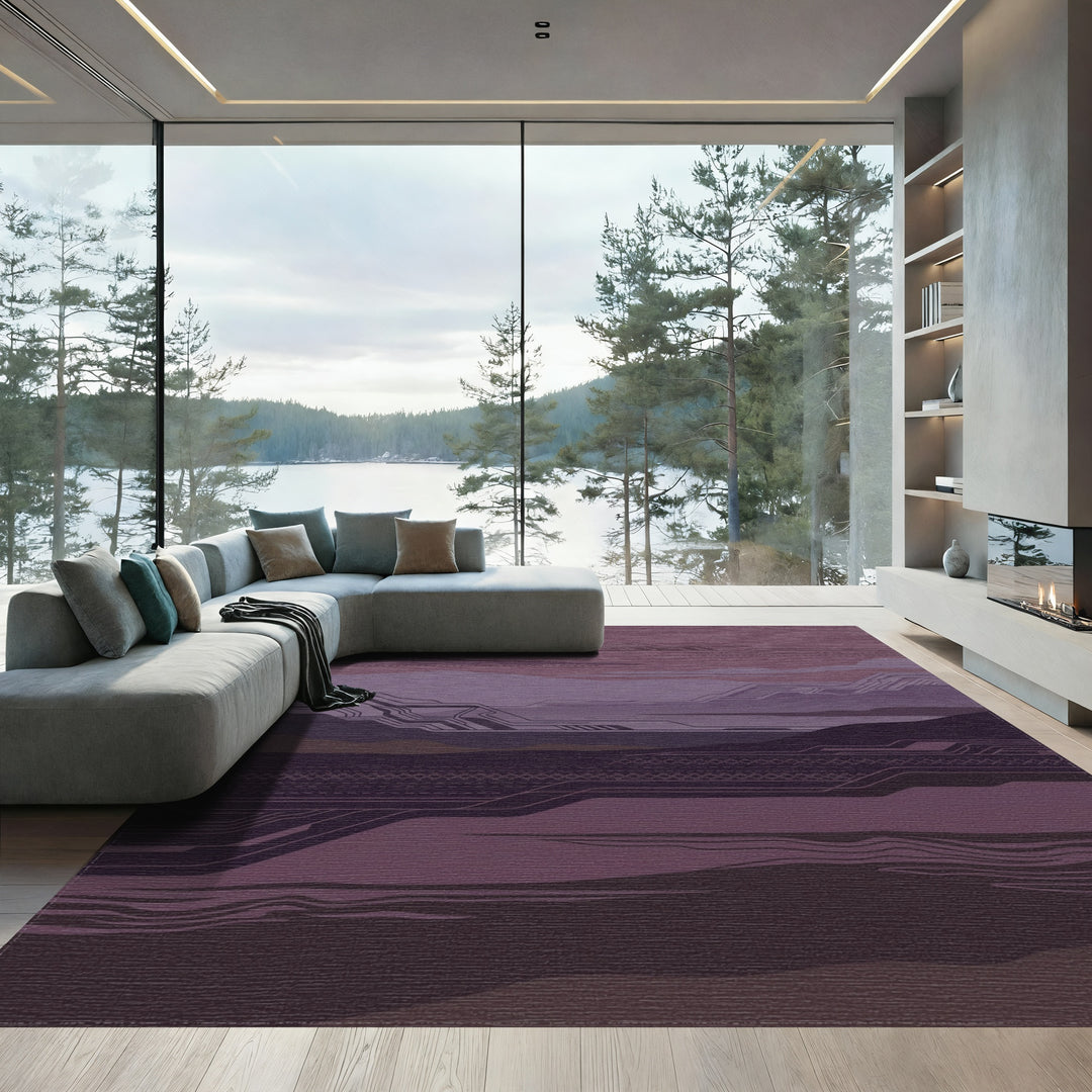 Cybernetic Plum Landscape Layers Rug