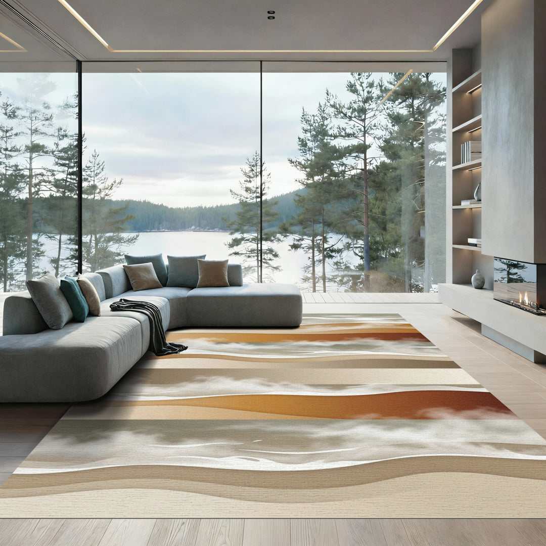 Layered Earth Tones Abstract Landscape Rug