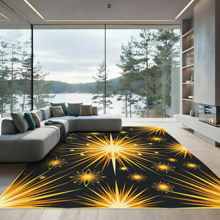 Radiant Golden Starburst Rug