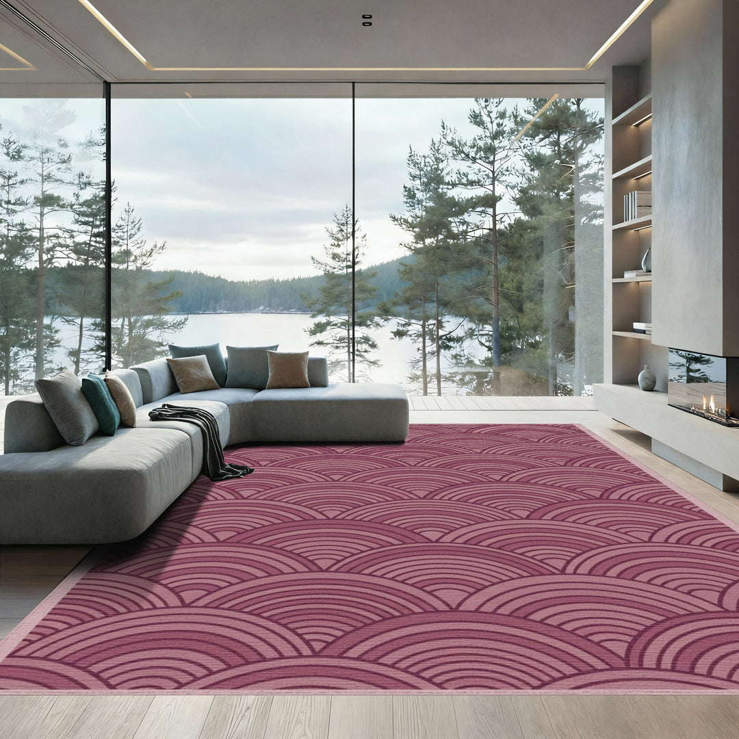 Mauve Scalloped Shell Arrangement Rug