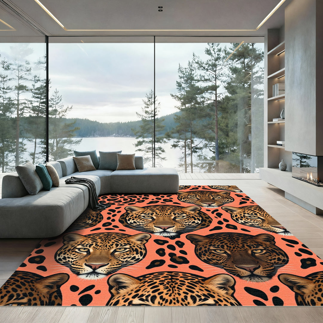 Leopard Heads Coral Spots Rug