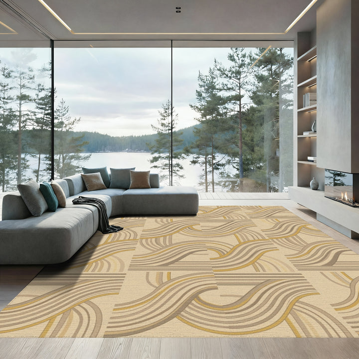 Neutral Swirls Geometric Contemporary Rug