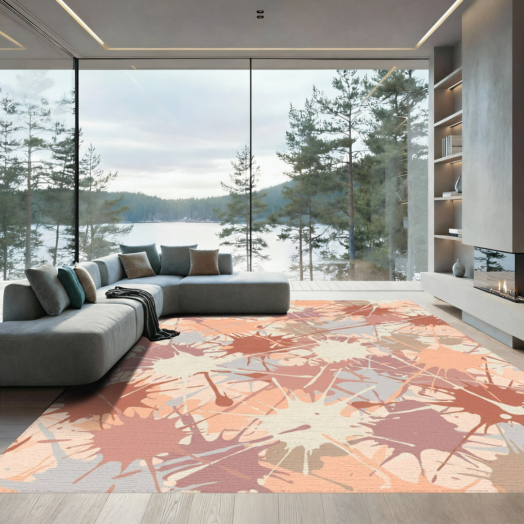 Abstract Terracotta Splatter Paint Rug