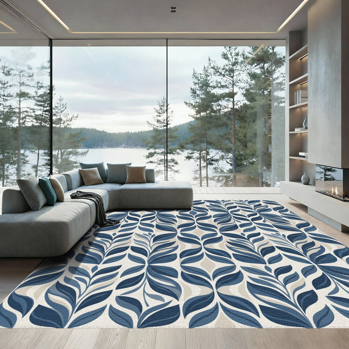 Classic Blue Leaf Archway Rug