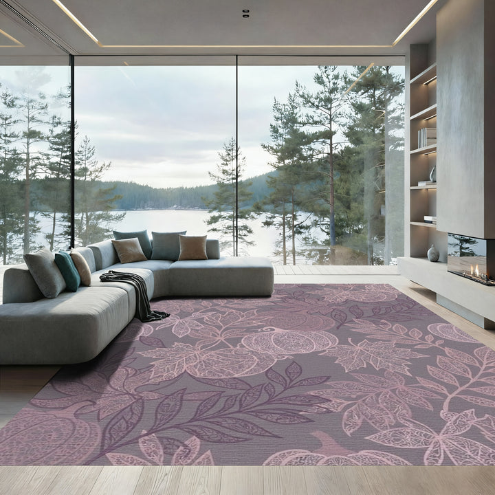 Lavender Pumpkin Leaf Lace Medallion Rug