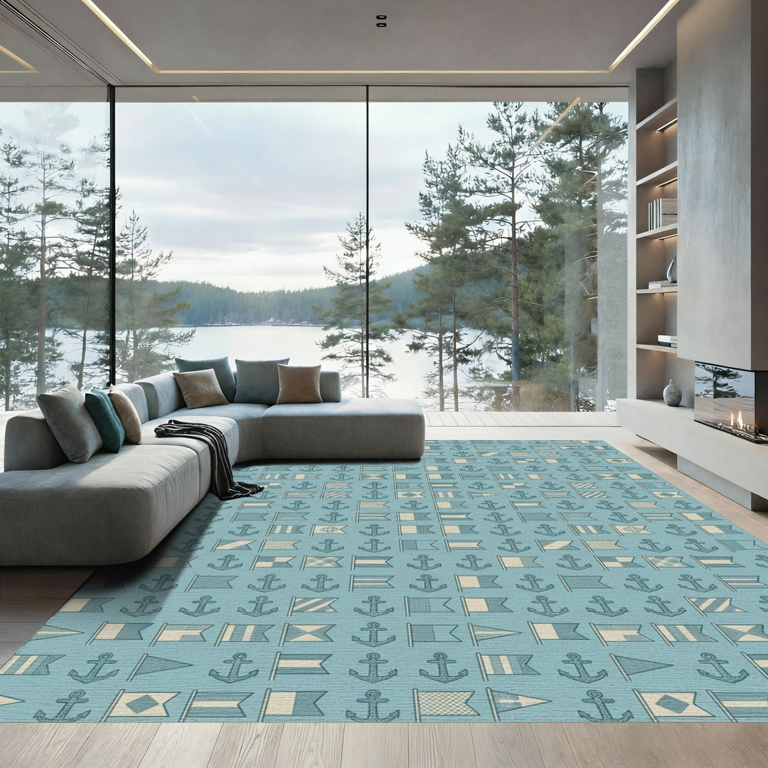 Nautical Flags Anchor Repeating Pattern Rug