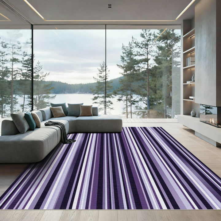 Deep Purple Gradient Vertical Stripe Rug