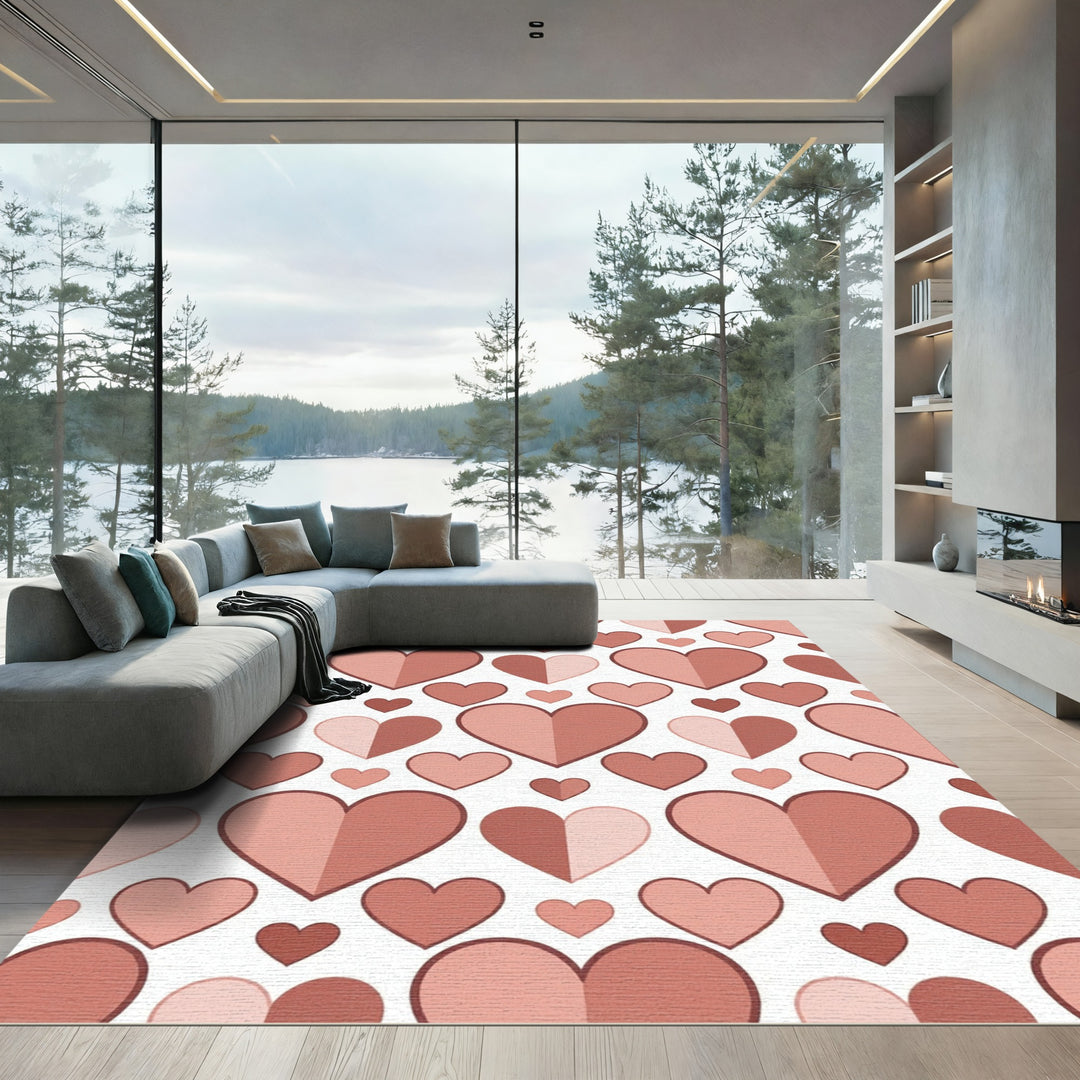 Romantic Blush Hearts Seamless Pattern Rug