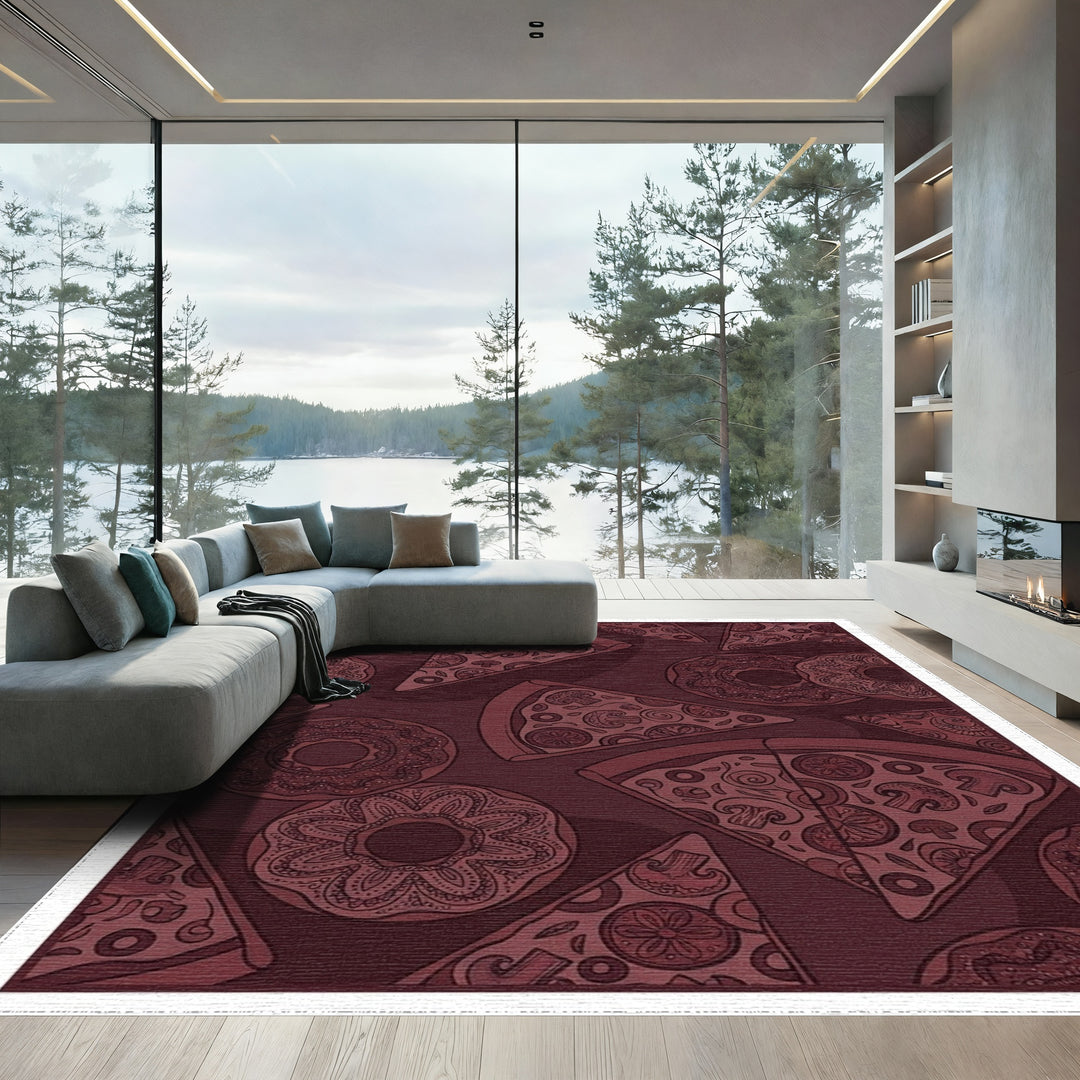 Dark Brown Pizza Donut Food Art Rug