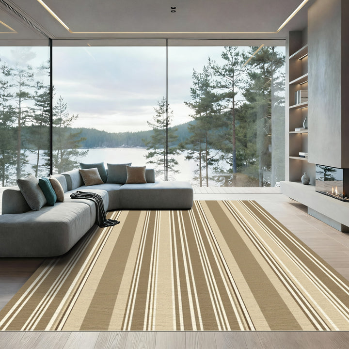 Shades Taupe Neutral Vertical Stripes Rug