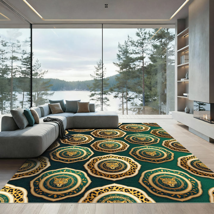Emerald Leopard Medallion Rug