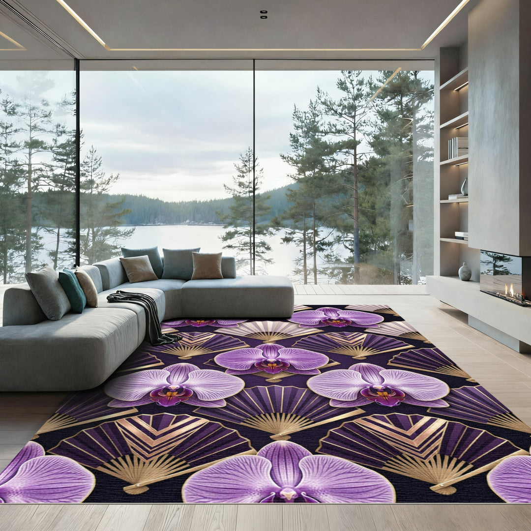 Purple Orchid Fan Collection Rug