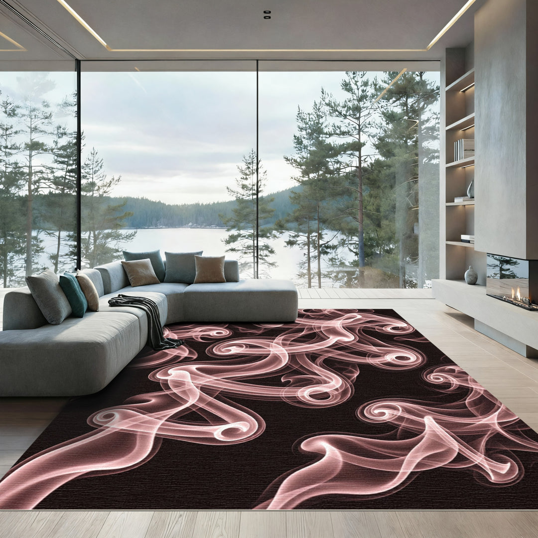 Rose Gold Swirling Smoke Art Rug
