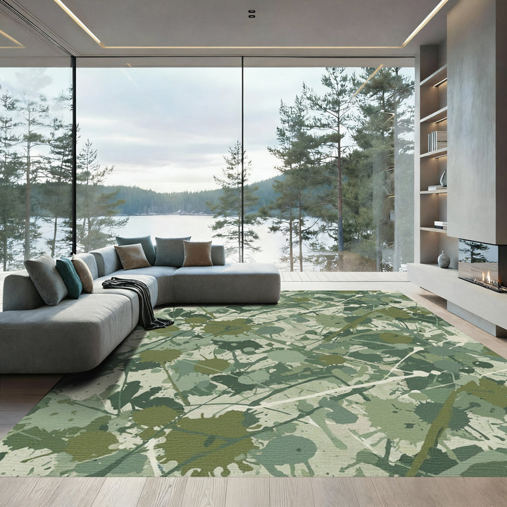 Camouflage Splatter Abstract Brushstrokes Rug