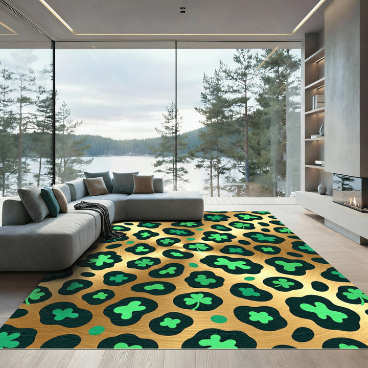 Lucky Clover Leopard Round Rug