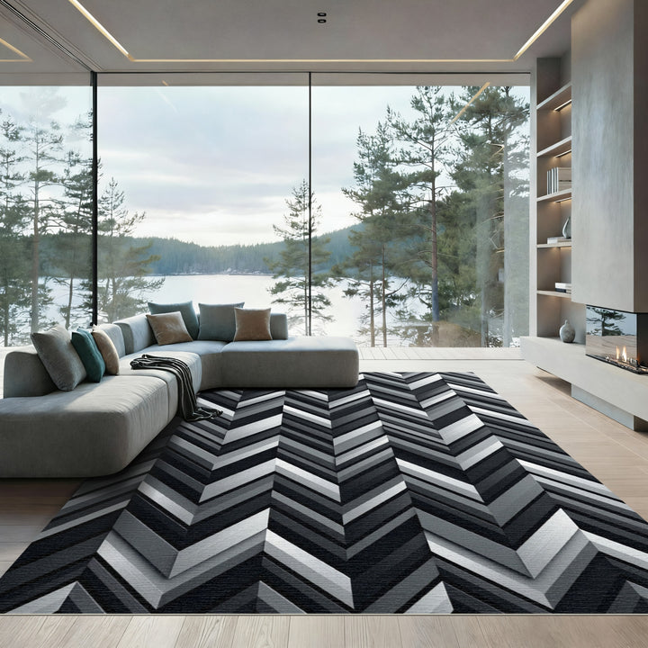 Monochromatic Chevron Herringbone Rug