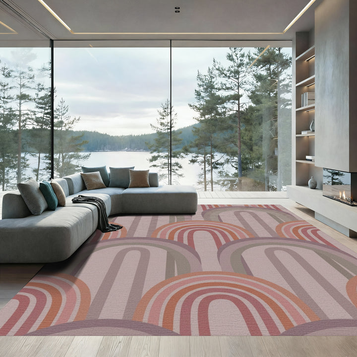 Mauve and Orange Archway Rainbow Rug