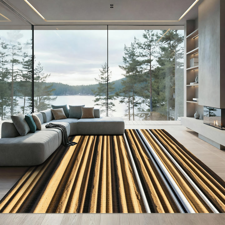 Sandy Beige Vertical Stripe Rug